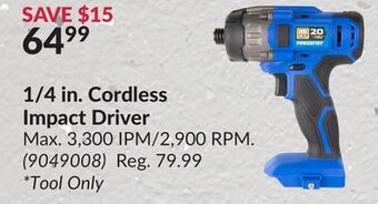 Princess Auto 1/4 in. cordless impact driver offer