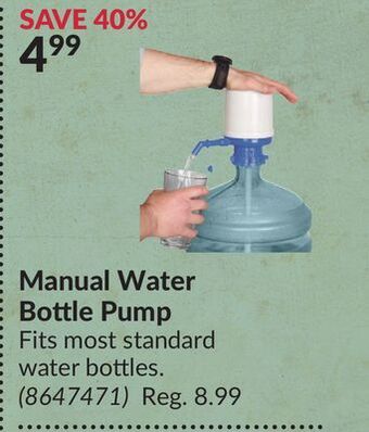 Princess Auto Manual water bottle pump offer