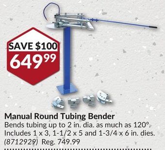 Princess Auto Manual round tubing bender offer