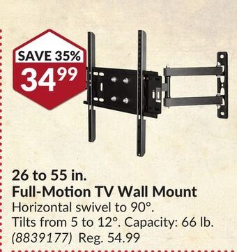 Princess Auto 26 to 55 in. full-motion tv wall mount offer