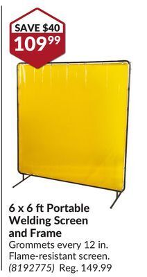 Princess Auto 6 x 6 ft portable welding screen and frame offer