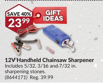 Princess Auto 12v handheld chainsaw sharpener offer