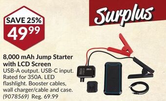 Princess Auto 8,000 mah jump starter with lcd screen offer