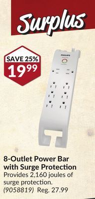 Princess Auto 8-outlet power bar with surge protection offer