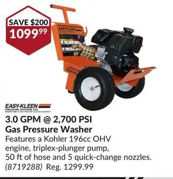 Princess Auto 3.0 gpm @ 2,700 psi gas pressure washer offer