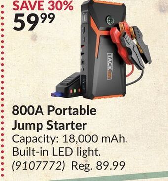 Princess Auto 800a portable jump starter offer