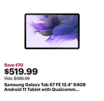 Best Buy Samsung galaxy tab s7 fe 12.4" 64gb android 11 tablet with qualcomm sm7225 8-core processor - black offer
