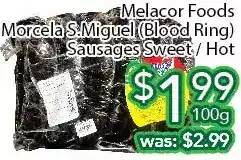 Ample Food Market Melacor foods morcela s.miguel (blood ring) sausage sweet / hot offer