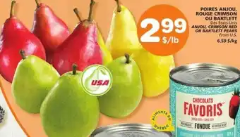 IGA Anjou, Crimson Red or Bartlett Pears offer