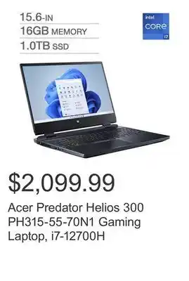 Costco Acer predator helios 300 ph315-55-70n1 gaming laptop, i7-12700h offer