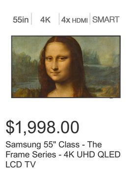 Costco Samsung 55" class - the frame series - 4k uhd qled lcd tv offer