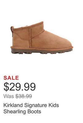 Costco Kirkland signature kids shearling boots offer