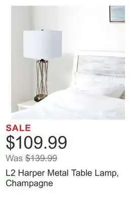 Costco L2 harper metal table lamp, champagne offer