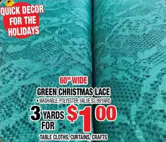 Len's Mill Stores Green christmas lace offer