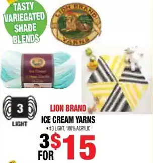 Len's Mill Stores Lion brand ice cream yarns offer
