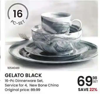 Stokes Gelato black 16-pc dinnerware set, service for 4, new bone china offer