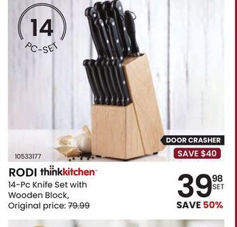 Rodi 14-pc knife set with wooden block