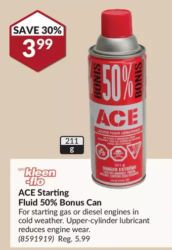 Princess Auto Ace starting fluid 50% bonus can offer