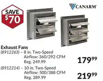 Princess Auto Canarm exhaust fans 8 in. two-speed | 10 in. two-speed offer