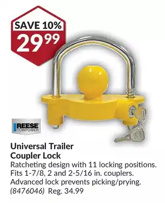 Princess Auto Reese universal trailer coupler lock offer