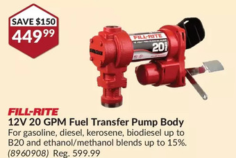 Princess Auto Fill-rite 12v 20 gpm fuel transfer pump body offer
