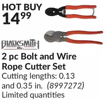 Princess Auto Mr. blacksmith 2 pc bolt and wire rope cutter set offer