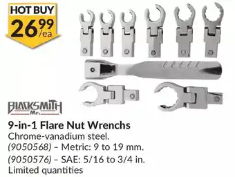 Princess Auto Mr. blacksmith 9-in-1 flare nut wrenchs offer