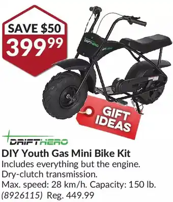 Princess Auto Drifthero diy youth gas mini bike kit offer