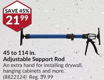 Princess Auto 45 to 114 in. adjustable support rod offer