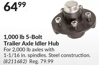 Princess Auto 1,000 lb 5-bolt trailer axle idler hub offer