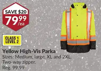 Princess Auto Terra yellow high-vis parka offer