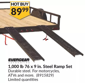 Princess Auto Evergear automotive 1,000 lb 76 x 9 in. steel ramp set offer