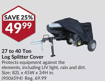 Princess Auto Red rock 27 to 40 ton log splitter cover offer