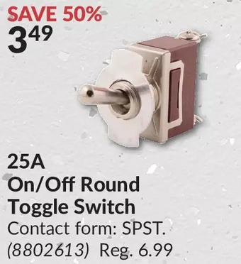 Princess Auto Power fist 25a on/off round toggle switch offer