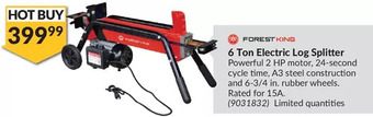Princess Auto Forest king 6 ton electric log splitter offer