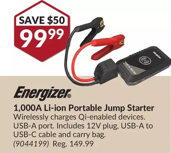 Princess Auto Energizer 1,000a li-ion portable jump starter offer