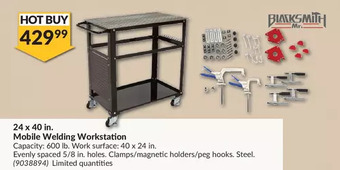 Princess Auto Mr. blacksmith 24 x 40 in. mobile welding workstation offer
