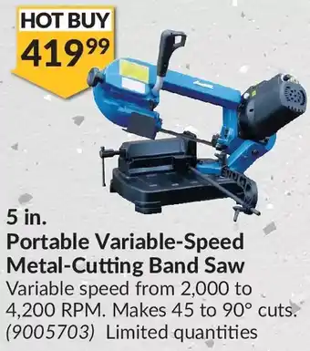 Princess Auto Power fist 5 in. portable variable-speed metal-cutting band saw offer