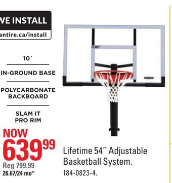 Canadian Tire Lifetime 54" Adjustable Basketball System offer