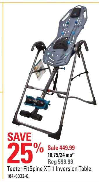 Canadian Tire Teeter Fitspine XT-1 Inversion Table offer