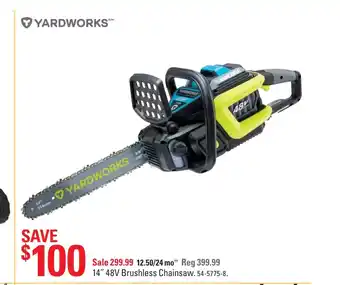 Canadian Tire 14" 48V Brushless Chainsaw offer