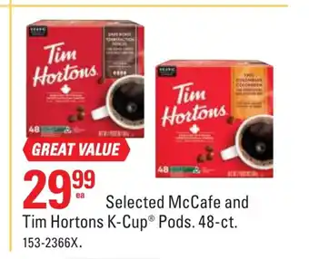 Canadian Tire Selected McCafe And Tim Hortons K-Cup offer