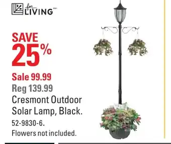 Canadian Tire Cresmont Outdoor Solar Lamp, Black offer