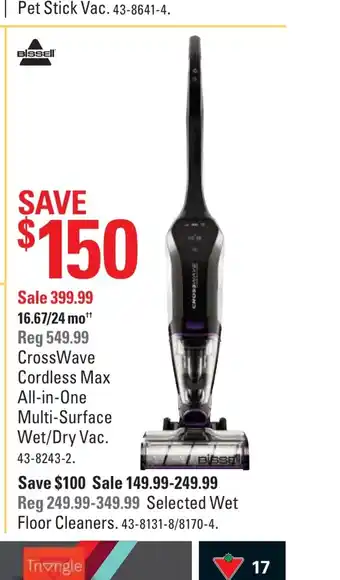 Canadian Tire Crosswave Cordless max All-in-one Multi-Surface Wet/Dry Vac offer