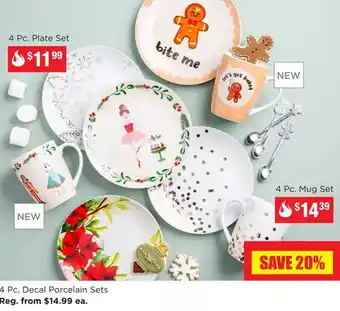 Kitchen Stuff Plus 4 pc. decal porcelain sets offer