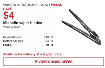 Costco Michelin wiper blades offer