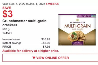 Costco Crunchmaster multi-grain crackers offer