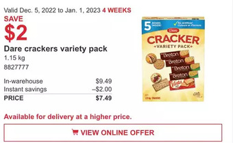 Costco Dare crackers variety pack offer