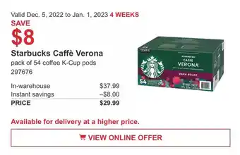 Costco Starbucks caffè verona offer
