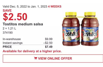 Costco Tostitos medium salsa offer